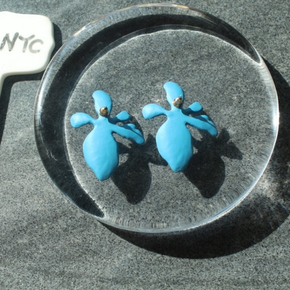 New Blue Alloy Acetate Lily flower spring earrings - Picture 7 of 10